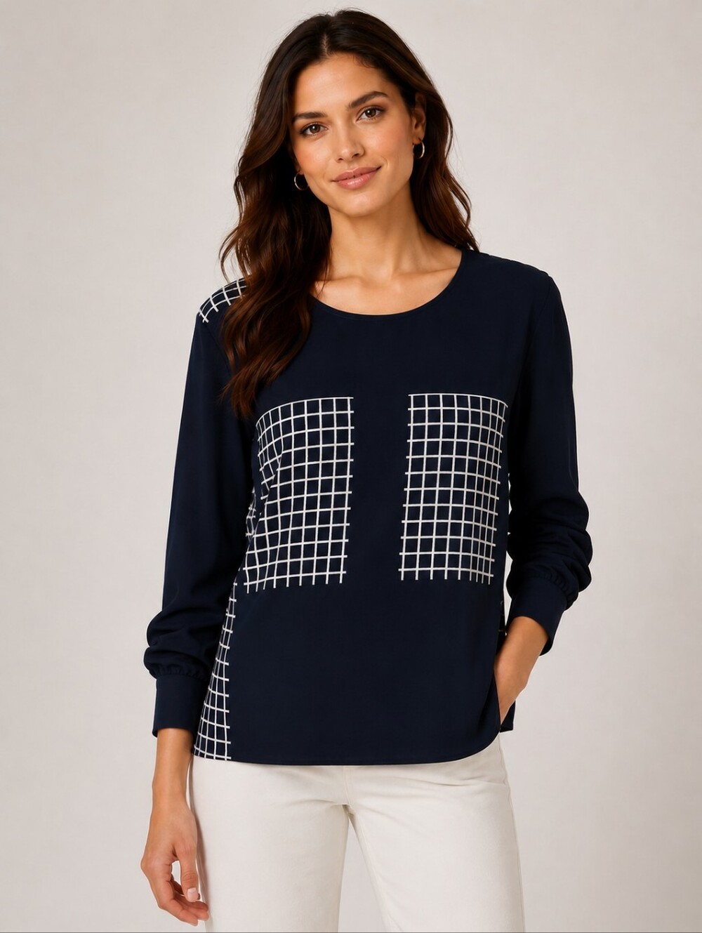 ❤️ THEORY SILK MARIYA CROSSGRID BLOUSE / TOP, SMALL